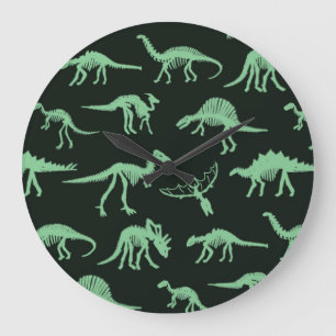 Grande Horloge Ronde Illustration de silhouette Vintage des os de dinos