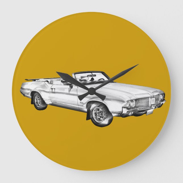 Grande Horloge Ronde Illustration de voiture 1971 Oldsmobile Cutlass Su (Recto)