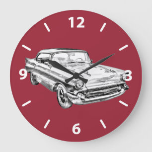 Grande Horloge Ronde Illustration de voiture classique Chevy Bel Air 19