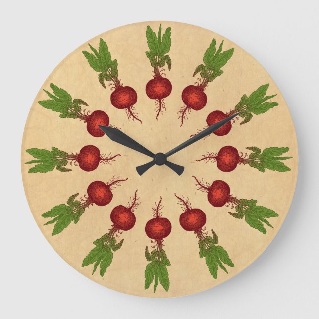 Grande Horloge Ronde Illustration des betteraves (Recto)