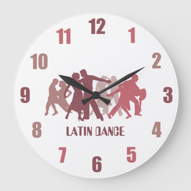 Grande Horloge Ronde Illustration des danseurs latins (Recto)