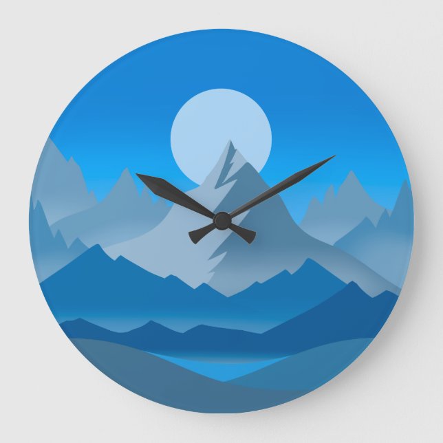 Grande Horloge Ronde Illustration du paysage de Blue Mountain Peaks (Recto)