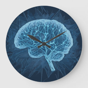 Grande Horloge Ronde Illustration du réseau cérébral - Réseau neuronal