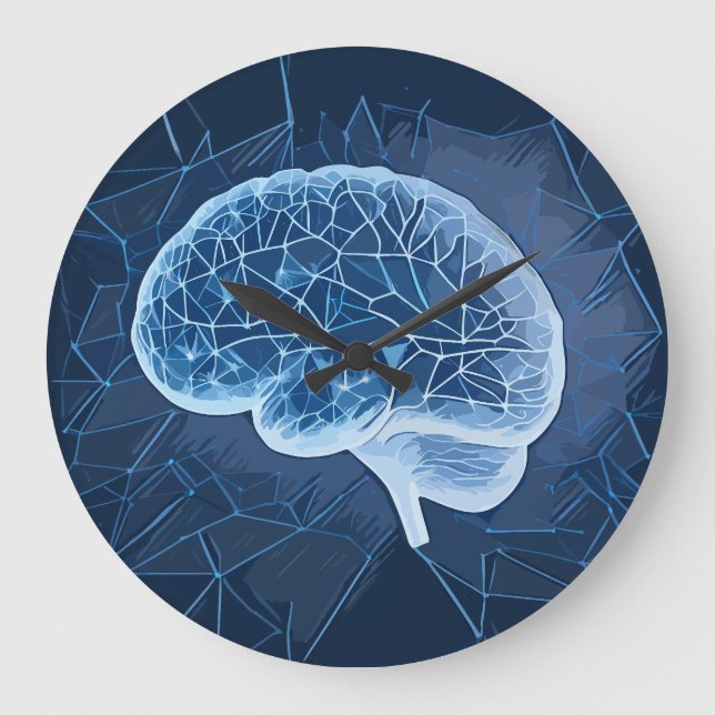 Grande Horloge Ronde Illustration du réseau cérébral - Réseau neuronal (Recto)