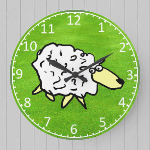 Grande Horloge Ronde Illustration Fun Sheep