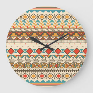 Grande Horloge Ronde Illustration Vintage tribale aztèque