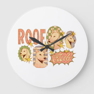 Grande Horloge Ronde Illustrations de club de toit / chien