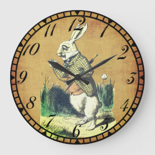 Grande Horloge Ronde I'm Late White Rabbit Alice in Wonderland