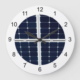 Grande Horloge Ronde Image amusante du panneau d'énergie solaire