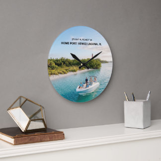 Grande Horloge Ronde Image de bateau moderne personnalisée & coordonnée
