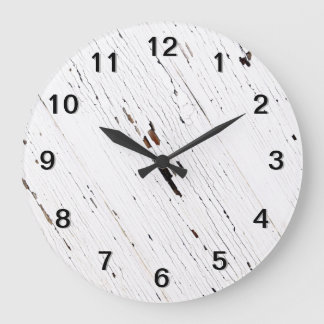 Grande Horloge Ronde Image de planches de bois avec peinture à écaille.
