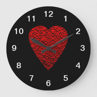 Grande Horloge Ronde Image Rouge-Coeur Lumineux.