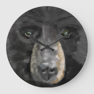 Grande Horloge Ronde Image tirée par la main d'ours noir