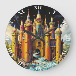 Grande Horloge Ronde Imaginaire Château Cute De Crayons