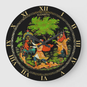 Grande Horloge Ronde Imaginaire coloré de contes de fées russes Vinta