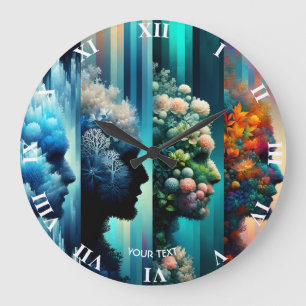 Grande Horloge Ronde Imaginaire Cute Four hommes Figures