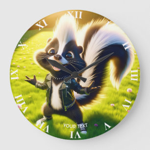 Grande Horloge Ronde Imaginaire Cute Skunk Punk Style