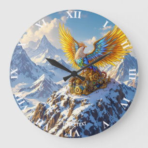 Grande Horloge Ronde Imaginaire Cute Steampunk Mountains Phoenix