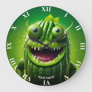 Grande Horloge Ronde Imaginaire Cute Vivid Concombre Drôle Créature