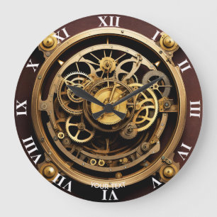Grande Horloge Ronde Imaginaire Cute Vivid Steampunk Rousty Machine