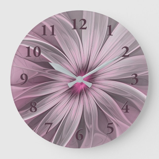Grande Horloge Ronde Imaginaire Fleur Plum Abstrait Flore Fractal Art (Recto)