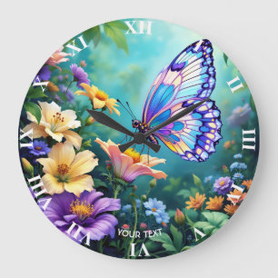 Grande Horloge Ronde Imaginaire Fleurs Jardin Luxuriantes