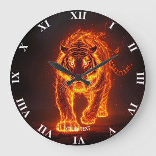 Grande Horloge Ronde Imaginaire mignon feu gros tigre