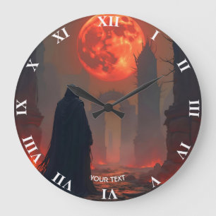 Grande Horloge Ronde Imaginaire mignon homme lune rouge