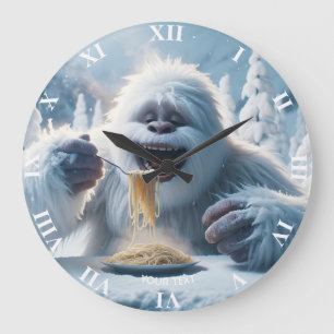 Grande Horloge Ronde Imaginaire mignon Spaghetti Yeti Neige