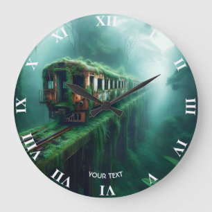 Grande Horloge Ronde Imaginaire mignon vieux train passé