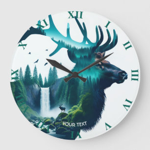 Grande Horloge Ronde Imaginaire Mignonne Big Elk Paysage