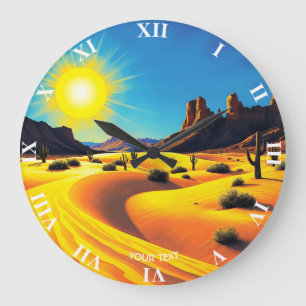 Grande Horloge Ronde Imaginaire Mignonne Desert Sands Rocks