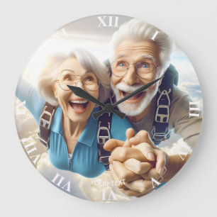 Grande Horloge Ronde Imaginaire Mignonne deux personnes Skydiving