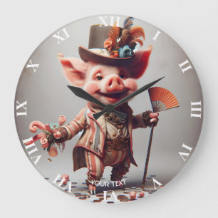 Grande Horloge Ronde Imaginaire Mignonne Élégant Nice Cochon
