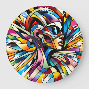 Grande Horloge Ronde Imaginaire Mignonne femme Abstraite surréelle