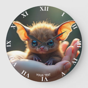 Grande Horloge Ronde Imaginaire Mignonne petite main de chauve-souris