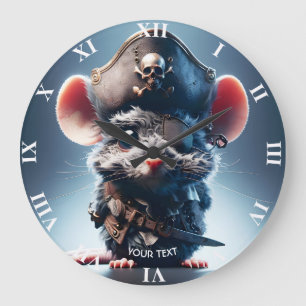 Grande Horloge Ronde Imaginaire mignonne souris Pirate Casquette