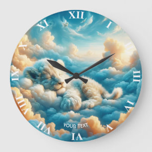 Grande Horloge Ronde Imaginaire Mignons Nuages bébé Lion