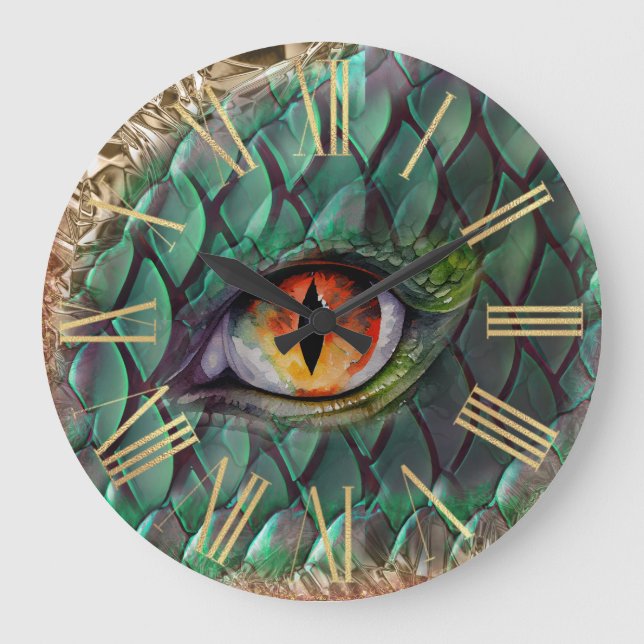 Grande Horloge Ronde Imaginaire mythique des yeux de dragon (Recto)