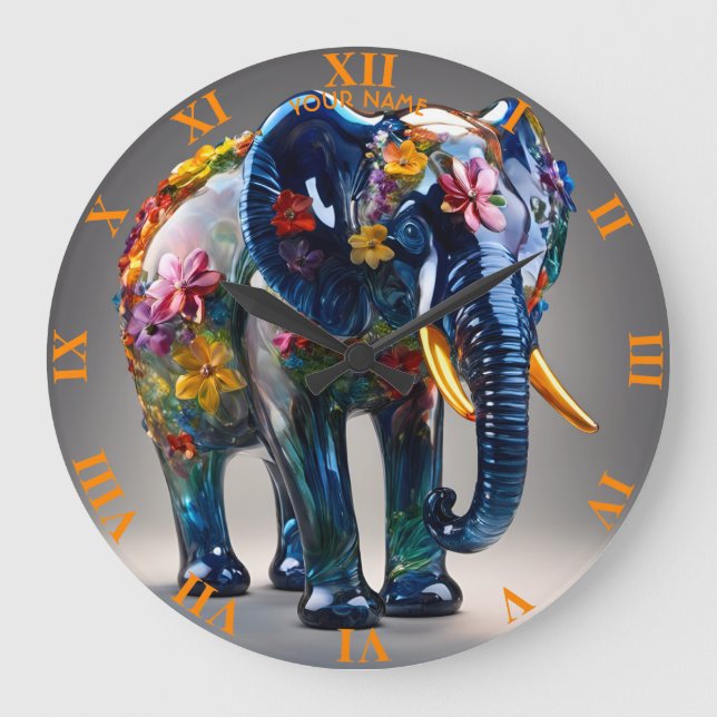 Grande Horloge Ronde Imaginaire Verre Vivid Verre soufflé Eléphant (Recto)
