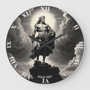 Grande Horloge Ronde Imaginaire Vigoureux Dieu Grec Nuages