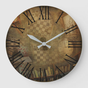 Grande Horloge Ronde Imaginaire Vintage Alice à Wonderland Bureau Chamb