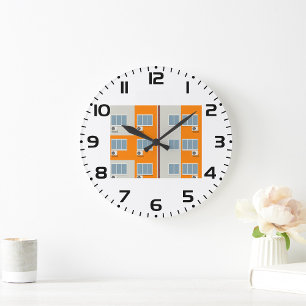 Grande Horloge Ronde Immeuble moderne avec climatiseurs