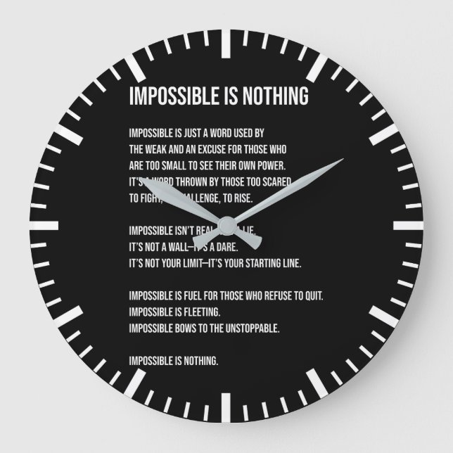 Grande Horloge Ronde Impossible N'Est Rien, Gym, Hustère, Succès, Grind (Recto)