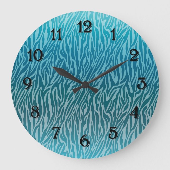 Grande Horloge Ronde Impression Aqua Ombre Zebra (Recto)
