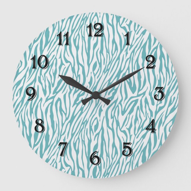 Grande Horloge Ronde Impression Aqua White Zebra (Recto)