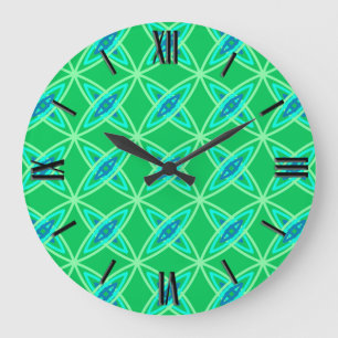Grande Horloge Ronde Impression atomique du milieu du siècle moderne – 