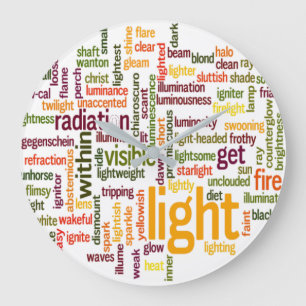 Grande Horloge Ronde Impression d'art de nuage de mots lumineux