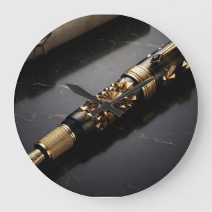 Grande Horloge Ronde Impression d'art de stylo plume de luxe