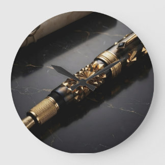 Grande Horloge Ronde Impression d'art de stylo plume de luxe